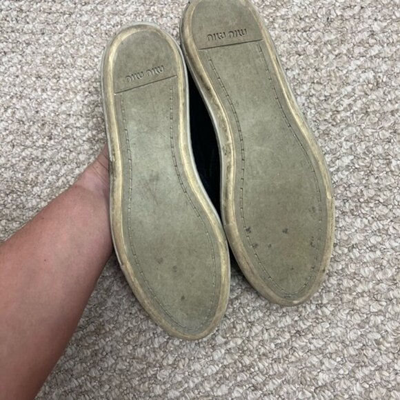 Miu Miu Black Flats with Silver Toe Cap - Picture 8 of 13